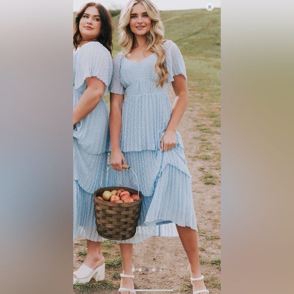 Light Blue Polka Dot Dress - Picture 3 of 4